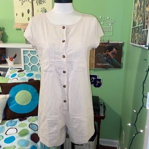 Button up tan romper